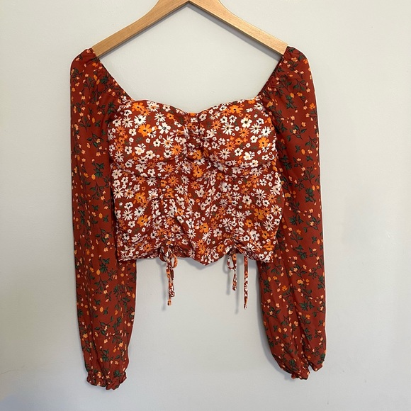 Madden NYC Tops - Madden NYC Floral Shirred Print Peasant Top Size Large Bohemian Cottagecore